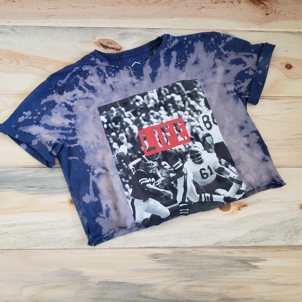 Distressed Altru LIFE Football crop top